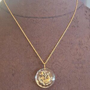 Hallmark Gold-Tone Necklace With Crystal Pendant Partridge in a Pear Tree